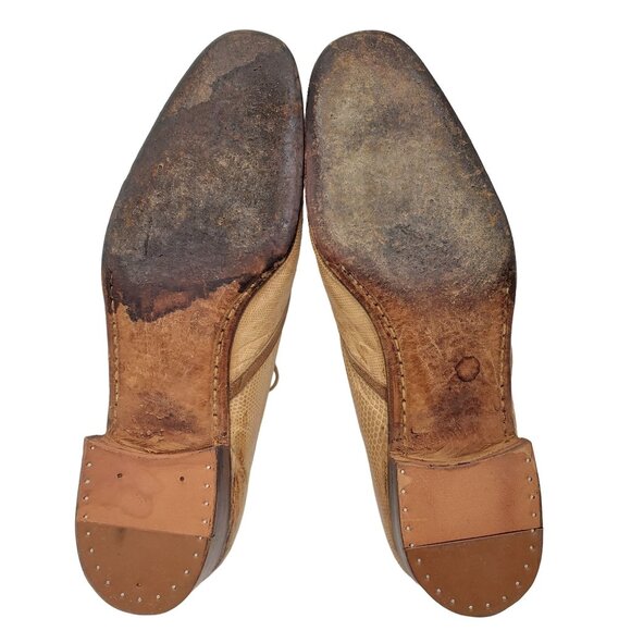 Vintage Mauri Italy Mens 9 Exotic Lizard Beige Tan Brown Dress Shoe Derby Oxford main image 4